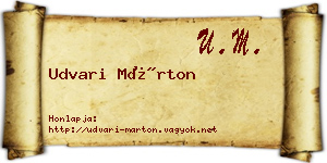 Udvari Márton névjegykártya