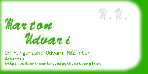 marton udvari business card